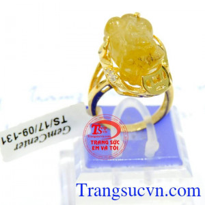 Nhẫn tỳ hưu thạch anh tóc đẹpbảo hành Nhẫn nữ thạch anh tóc vàng đẹp,giao Nhẫn nữ thạch anh tóc vàng đẹp toàn