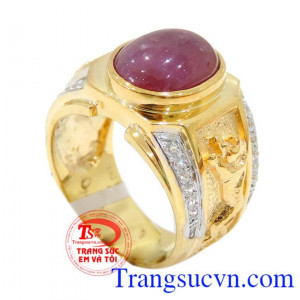 Chiếc Nhẫn nam ruby đẹp,Nhẫn vàng gắn đá chủ Ruby thiên nhiên, Nhẫn nam vàng đảm bảo chất lượng Uy tín, Đeo hợp phong thủy