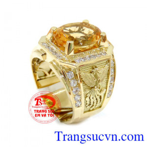 Nhẫn thạch anh vàng rồng phương chất lượng vàng 14k đảm bảo,Gắn đá thạch anh vàng có kiểm định,Bảo hành Nhẫn thạch anh vàng rồng phương 1 năm