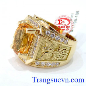 Nhẫn thạch anh vàng rồng phương LÀ món quà cho người mệnh kim và mệnh Thủy, Tặng Chồng, Tặng người yêu thương rất ý nghĩa