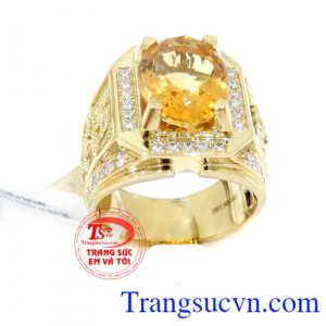 Nhẫn thạch anh vàng rồng phương chất lượng vàng 14k đảm bảo,Gắn đá thạch anh vàng có kiểm định,Bảo hành Nhẫn thạch anh vàng rồng phương 1 năm