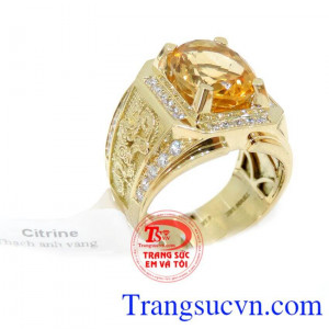 Nhẫn thạch anh vàng rồng phương LÀ món quà cho người mệnh kim và mệnh Thủy, Tặng Chồng, Tặng người yêu thương rất ý nghĩa