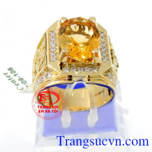 Nhẫn thạch anh vàng rồng phương vàng tây sang trọng, đẳng cấp, là món quà ý nghĩa cho người yêu thương