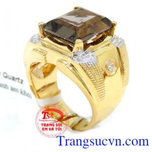 Nhẫn vang nam thạch anh khói chất lượng đảm bảo uy tín,Chiếc Nhẫn vang nam thạch anh khói tinh tế họ mệnh Thổ và Mệnh Kim Nhẫn vang nam thạch anh khói Giao toàn quốc