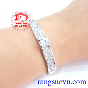 Vòng tay vàng trắng kim cương nhân tạo. Vòng tay vàng nhập khẩu