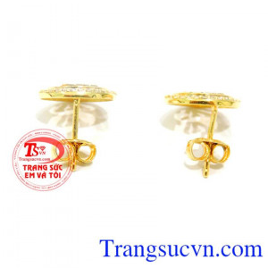 Hoa tai vàng 18k ITALY BẢo hành 12 tháng