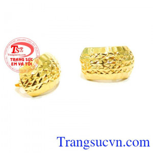 Đôi Hoa tai vàng Italy nữ đeo tai,Thiết kế đơn giản nhưng quý phái.