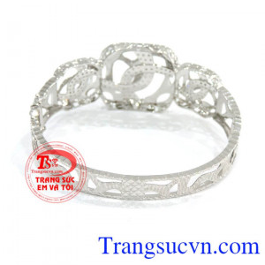 Vòng tay nữ 18k nhập chất lượng vàng trắng sáng, bóng, đeo bền đẹp. 