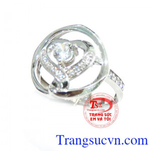 Nhẫn vàng trắng nữ 18k bảo hành 1 năm,Giao toàn quốc thanh toán an toàn