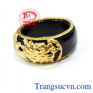 Nhẫn mã não rồng mệnh Thủy vàng 10k bền đẹp, chất lượng, đeo hợp thời trang và phong thủy