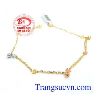 Lắc chân 18k gắn kết Yêu thuơng giao hàng toàn quốc,Khách hàng nữ Ưa chuộng,