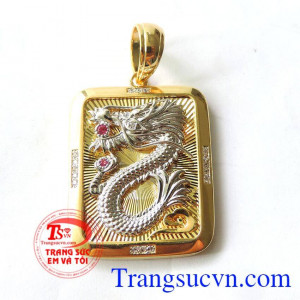 Mặt rồng 3D 18k 750 món quà đẳng cấp dành cho nam, kết hợp đeo mặt dây chuyển vàng ý 18k đẹp