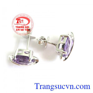 Giao hàng toàn quốc chuyển phát nhanh. Hoa tai thạch anh tím vàng trắng