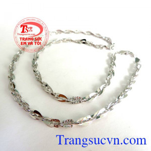 Dây chuyền vàng trắng 18k italy