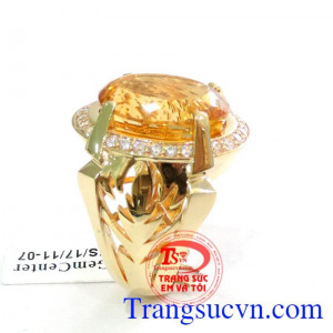 Citrine tinh tế và đẳng cấp,chất lượng đảm bảo,Nhẫn vàng 14k thạch anh vàng món qùa dành cho nam mệnh kim và Thủy, thiết kế nhẫn nam theo yêu cầu