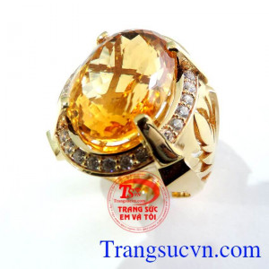 Nhẫn vàng 14k Citrine,Nhẫn vàng 14k Citrine có Giấy kiểm định đá quý và Vàng kèm theo Bảo hành 1 năm Nhẫn vàng 14k 