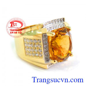 Nhẫn nam Mệnh Kim Citrine món quà ý nghĩa cho người yêu thương