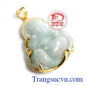 Phật ngọc cẩm thạch bọc vàng 14k