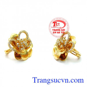 Hoa tai vàng tây nhập khẩu. Hoa tai vàng đính đá