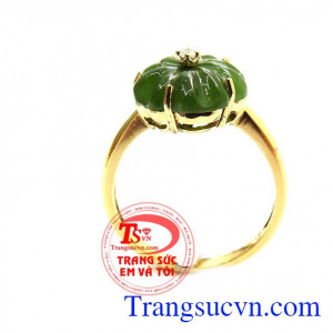 Nhẫn ngọc bích cỏ bốn lá may mắn mang lại may mắn cho người đeo, Nhẫn ngọc bích chất lượng cao dành cho nữ đẹp sang trọng