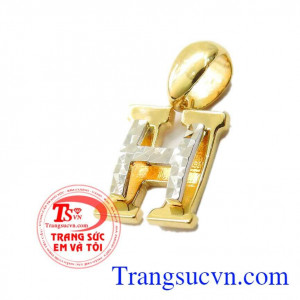 Mặt dây chuyền vàng chữ H nhập khẩu