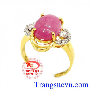 Nhẫn vàng đá ruby tự nhiên là sản phẩm đá Ruby thiên nhiên là biểu tượng của may mắn hạnh phúc với sắc đỏ quyền lực,bí ẩn và quyến rũ,món quà ý nghĩa trong các dịp lễ