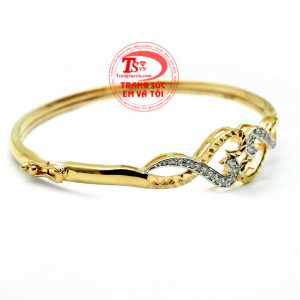 Vòng tay vàng trái tim đôi