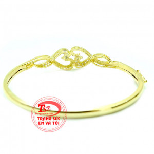 Vòng tay vàng tây 10k, Vòng tay vàng trái tim đôi với thiết kế độc đáo tinh tế cá tính cho bạn gái. Vòng tay vàng trái tim đôi
