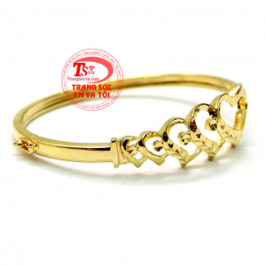 Vòng tay vàng trái tim kép