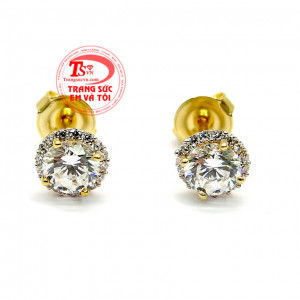 Hoa tai nữ đính đá vàng tây