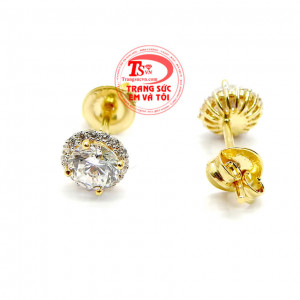 Hoa tai nữ đính đá vàng tây cho nữ tinh tế sang trọng.