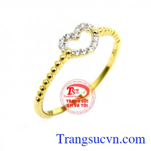 Nhẫn nữ tình yêu vàng 10K,Nhẫn nữ cách điệu thời trang phù hợp với những bạn nữ yêu thích sự lãng mạn,nhẹ nhàng