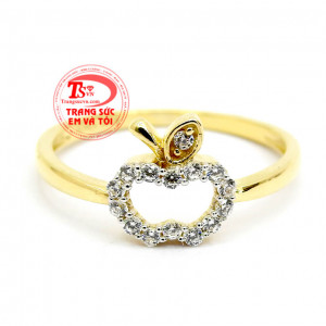 Nhẫn nữ dễ thương,Nhẫn nữ được chế tác với mặt nhẫn hình trái táo vô cùng dễ thương