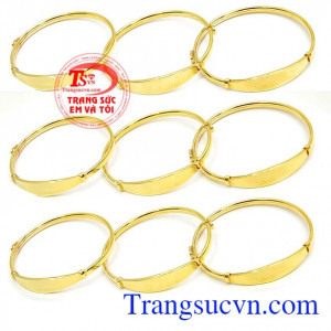 Lắc tay trẻ em khắc tên theo ý muốn vàng 10k