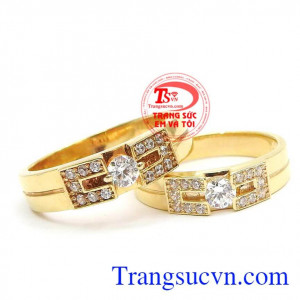 Nhẫn cưới vàng 14k yêu thương