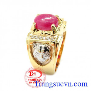 Nhẫn Nam Đá Ruby Đẹp vàng 10k bền đẹp, chất lượng