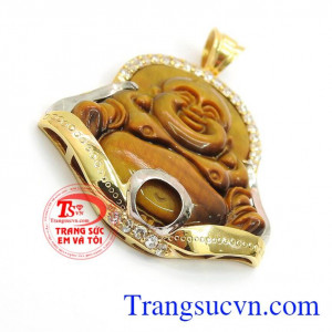 Mặt phật Di Lặc mắt hổ bọc vàng