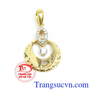 Mặt dây vàng đính đá nhập khẩu chế tác tinh xảo hợp thời trang,