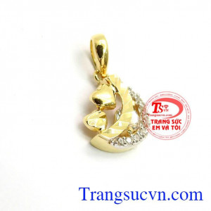 Mặt dây chuyền vàng tây cho bạn nữ, Mặt dây chuyền vàng 10k Hàn Quốc,