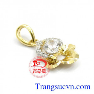 Mặt dây vàng tây nữ nhập khẩu, Mặt dây chuyền nữ vàng 10k kiểu dáng thời trang độc đáo,