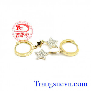 Hoa tai vàng tây 10k,Hoa tai nhập khẩu Korea. 