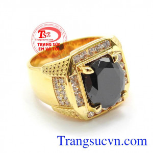 Nhẫn nam quyền uy vàng 10k gắn đá thời trang sang trọng