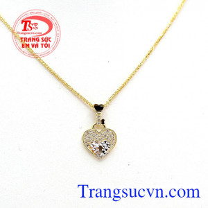 Bộ dây nữ trái tim tình yêu bằng vàng 10k nhập khẩu chất lượng cao,giao hàng toàn quốc