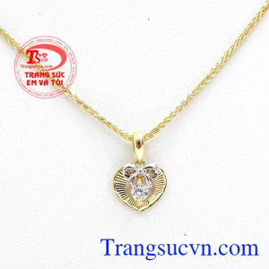 Bộ dây chuyền nữ vàng tây nhập khẩu chất lượng cao, bảo hành toàn quốc,Bộ dây nhập khẩu quà tặng trái tim