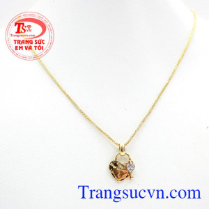 Bộ dây chuyền nữ vàng tây nhập khẩu,Bộ dây chuyền nhập khẩu khóa tính yêu