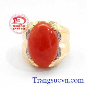 Nhẫn nam thời trang vàng 14k ngọc cẩm thạch thiên nhiên bền đẹp, tinh tế