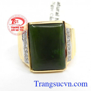 Sản phẩm được chế tác từ ngọc cẩm thạch kết hợp cùng vàng 14k. Bảo hành uy tín lên tới 12 tháng Nhẫn nam tính vàng 14k