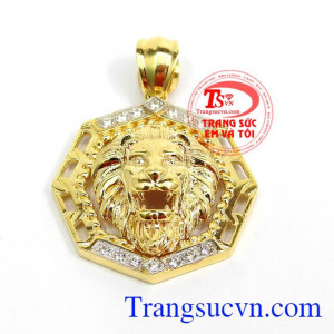 Mặt dây chuyền vàng nam sư tử, Mặt dây được chế tác từ vàng tây 10k họa tiết đầu sư tử