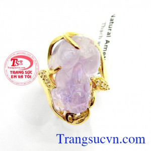 Nhẫn Tỳ Hưu chiêu tài tác lộc mẫu mã đẹp chất lượng cao, Nhẫn nữ Tỳ Hưu bọc vàng 10k