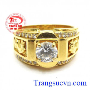 Nhẫn vàng tây sang trọng vàng 18k đính đá